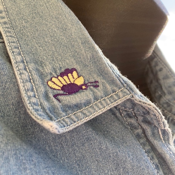 Vintage Denim Bill Blass Top Embroidered ⭐️Large - Picture 4 of 7